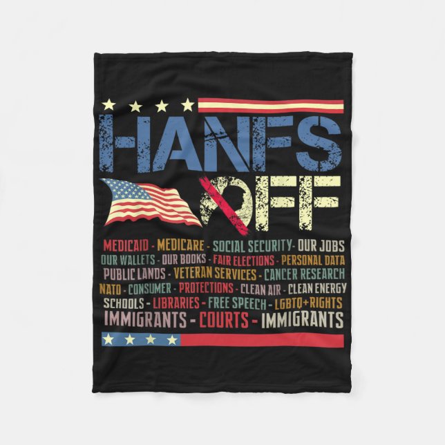 Resist Hands Off Protest Social Security And Medic Fleece Blanket (Front)