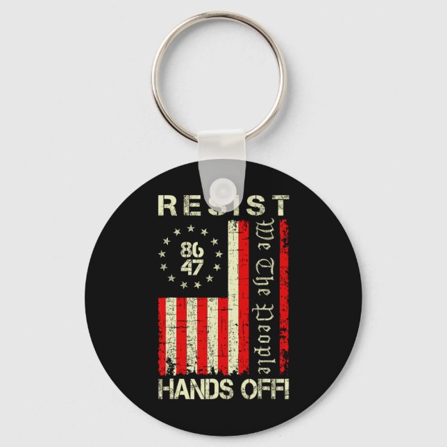Resist Hands Off Protest Social Security Medicare  Key Ring (Front)