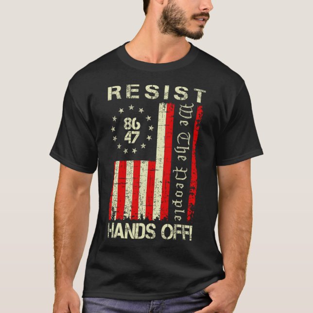 Resist Hands Off Protest Social Security Medicare  T-Shirt (Front)