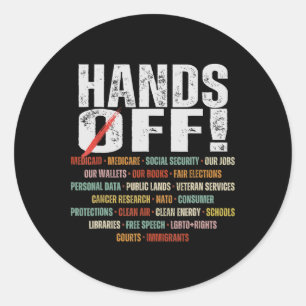 Resist Hands Off Protest Vintage We The People Ame Classic Round Sticker