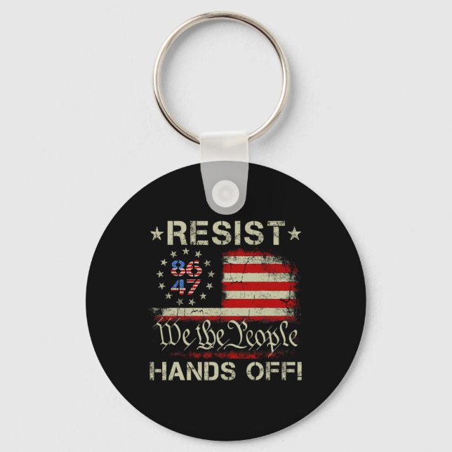 Resist Hands Off Social Security Medicare Medicaid Key Ring (Front)