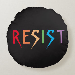 Resist in Rainbow Colours Round Pillow