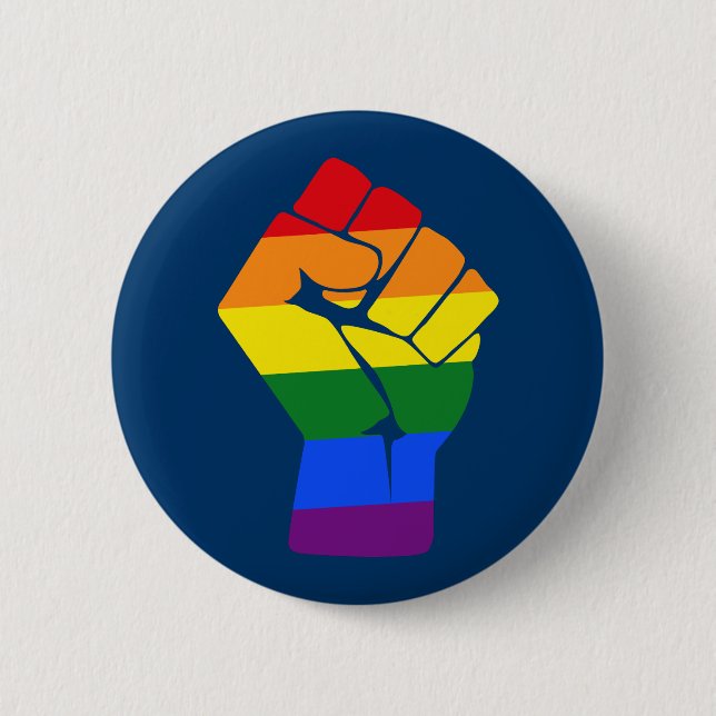 #Resist LGBT Rainbow Raised Fist Protest 6 Cm Round Badge (Front)