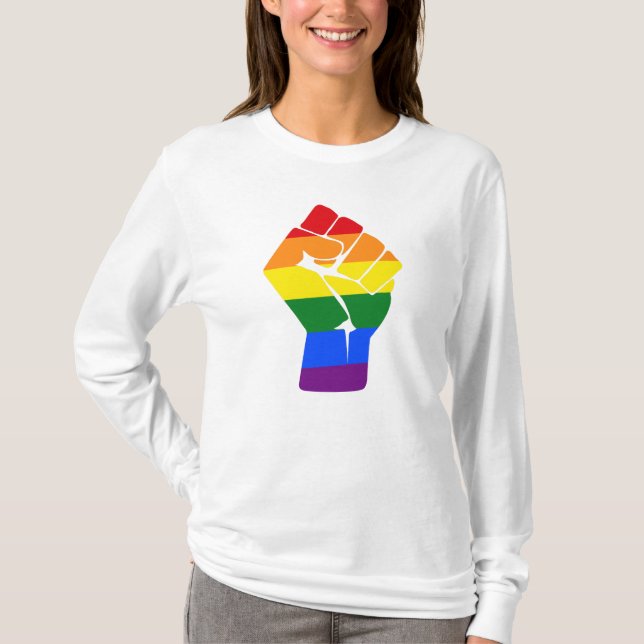 #Resist LGBT Rainbow Raised Fist Protest T-Shirt (Front)