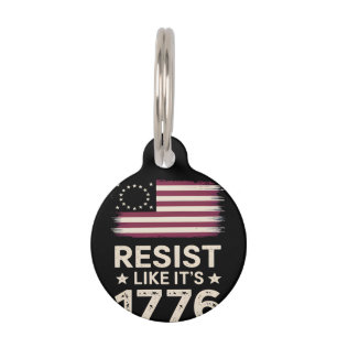 Resist Like It's 1776 American Conservative Flag Pet Tag