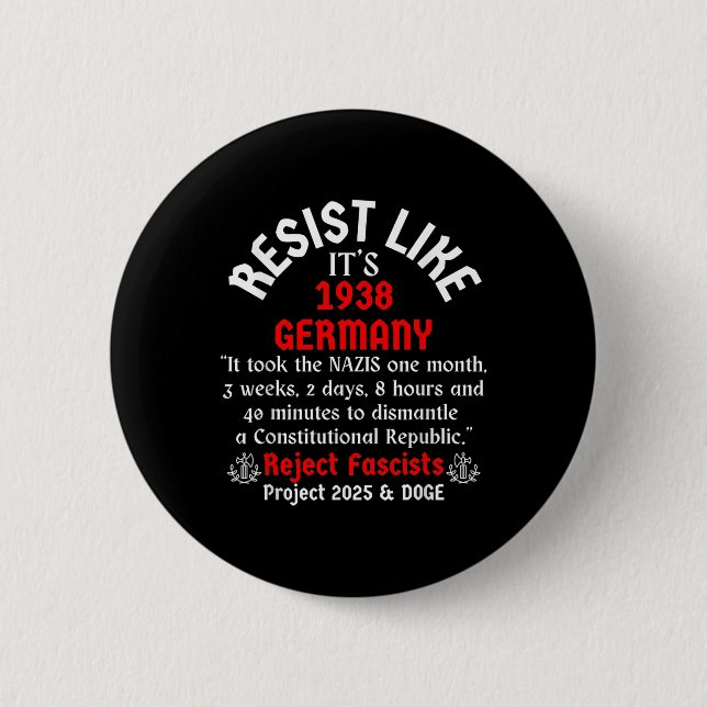 Resist Like Its 1938 Germany _2  6 Cm Round Badge (Front)