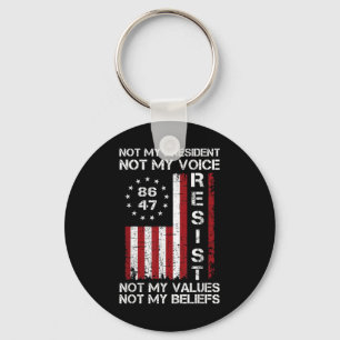 Resist Not My President Anti Trump American Flag Key Ring