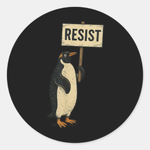 Resist Penguin Activism Anti Tariff Graphic Design Classic Round Sticker
