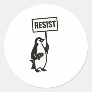 Resist Penguin Activism Graphic 1 Classic Round Sticker