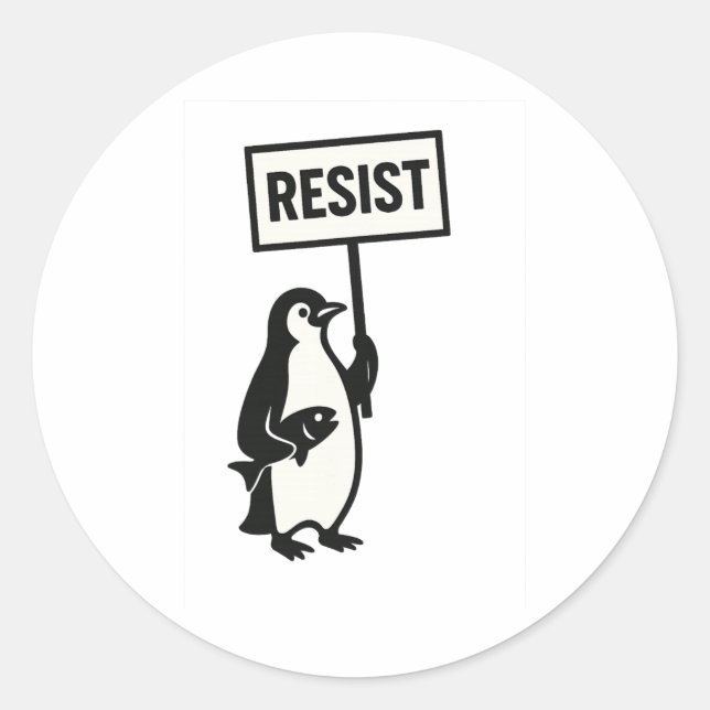 Resist Penguin Activism Graphic 1  Classic Round Sticker (Front)