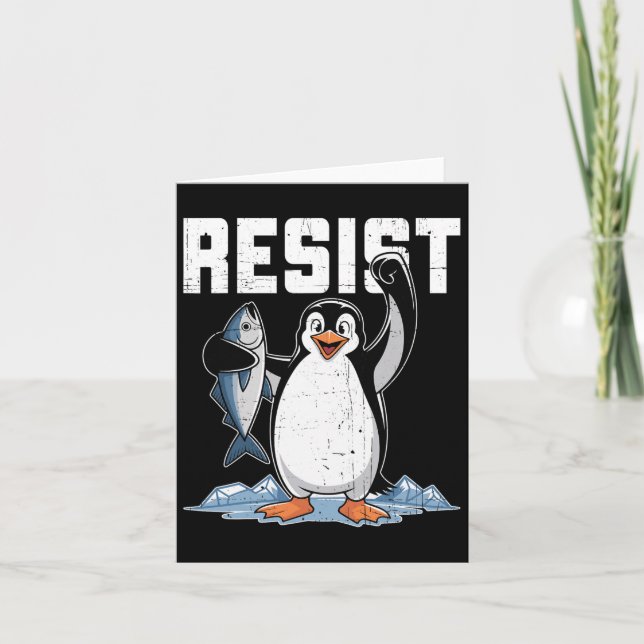 Resist Penguin Activism Graphic Design 1  Card (Front)