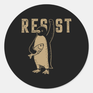 Resist Penguin Activism Graphic Design 5 Classic Round Sticker
