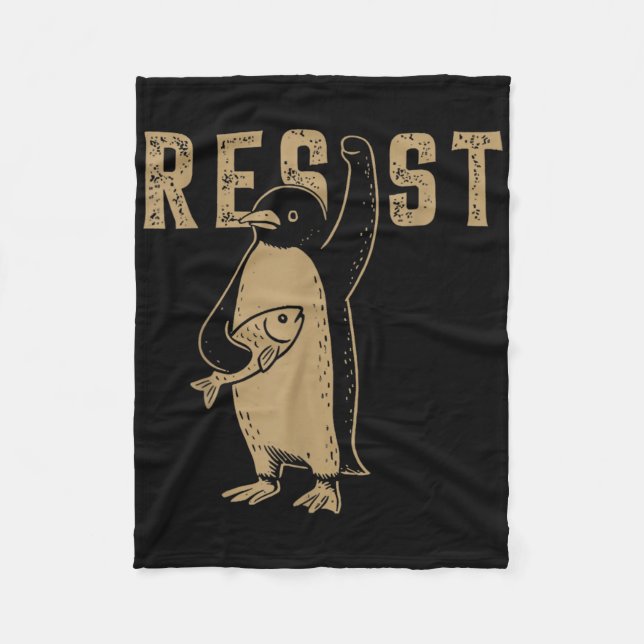 Resist Penguin Activism Graphic Design 7  Fleece Blanket (Front)