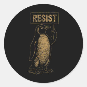 Resist Penguin Activism Graphic Design 8  Classic Round Sticker