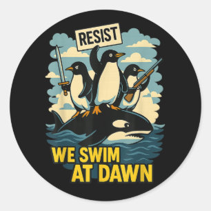 Resist Penguin Activism Graphic Design _8  Classic Round Sticker