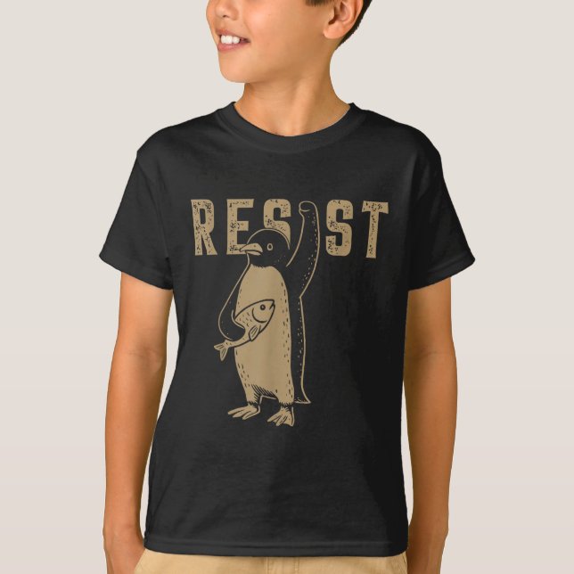Resist Penguin Activism Graphic Design  T-Shirt (Front)