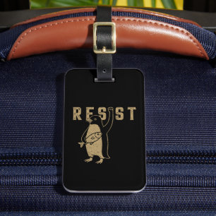 Resist Penguin Activism Graphic Design Vintage Luggage Tag
