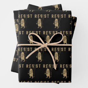 Resist Penguin Activism Graphic Design Vintage Wrapping Paper Sheet