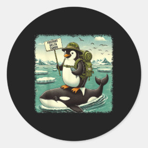 Resist Penguin Activism Graphic Funny Penguin Agai Classic Round Sticker
