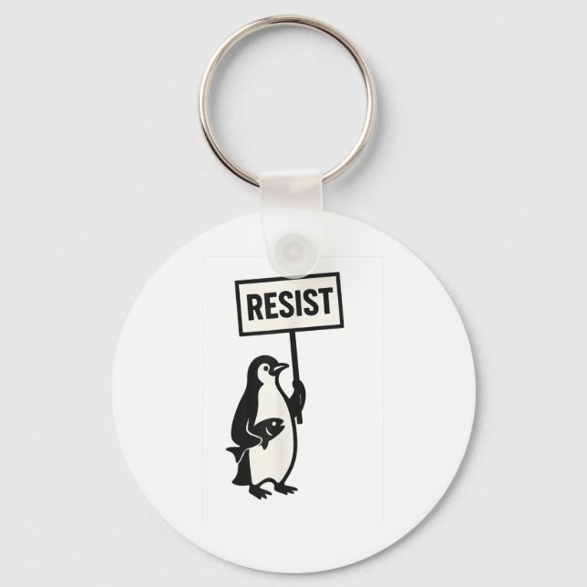 Resist Penguin Activism Graphic  Key Ring (Front)