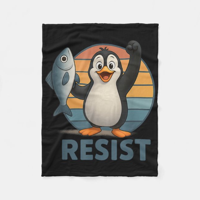 Resist Penguin Activism Penguins Protest Against T Fleece Blanket (Front)