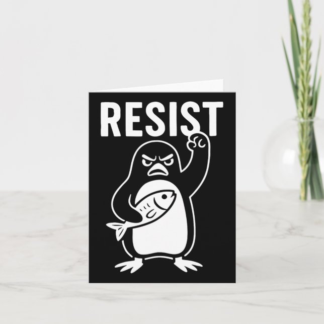 Resist Penguin Activism Protest Graphic Grunge Sty Card (Front)