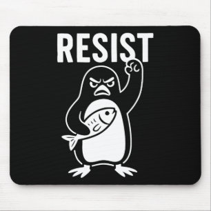 Resist Penguin Activism Protest Graphic Grunge Sty Mouse Pad