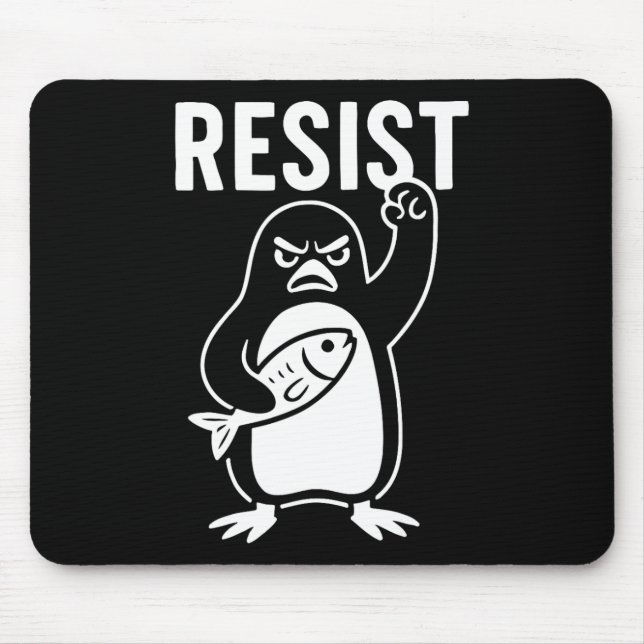 Resist Penguin Activism Protest Graphic Grunge Sty Mouse Pad (Front)