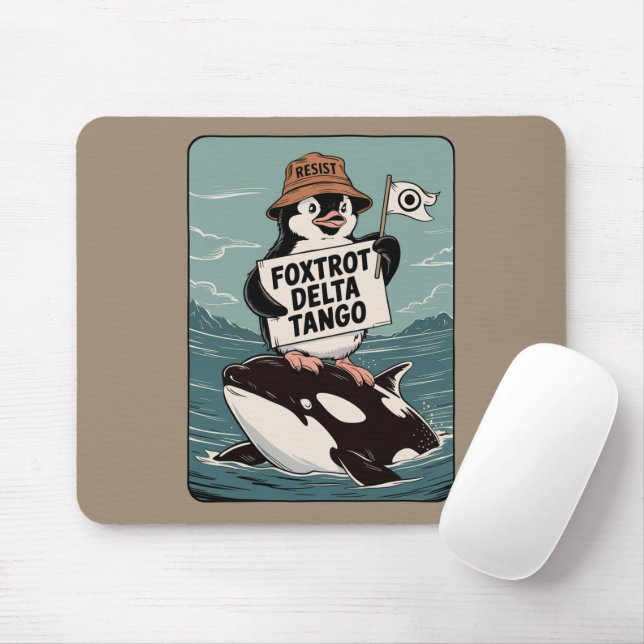 Resist Penguin Activism Vintage Protest  Mouse Pad (With Mouse)
