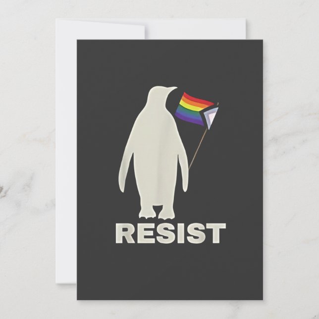 Resist Penguin Against Tariffs LGBT Anti Trump Holiday Card (Front)