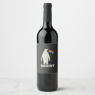 Resist Penguin Against Tariffs LGBT Anti Trump Wine Label