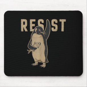 Resist Penguin _ Hand Off _ Penguins Protest Mouse Pad