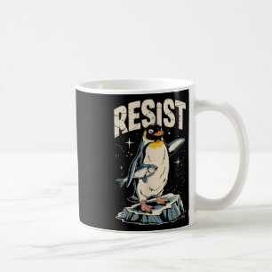 Resist Penguin Holding Fish Funny Protest Vintage Coffee Mug