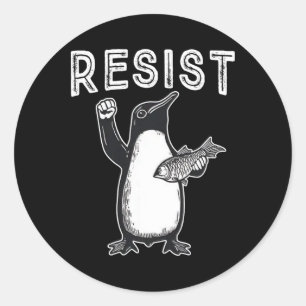 Resist Penguin Political Protest Classic Round Sticker