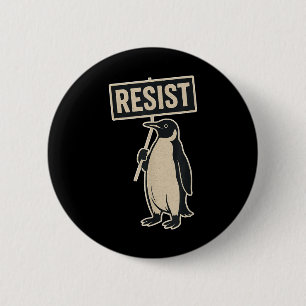 Resist Penguin Protest Against Tariffs Funny Graph 6 Cm Round Badge