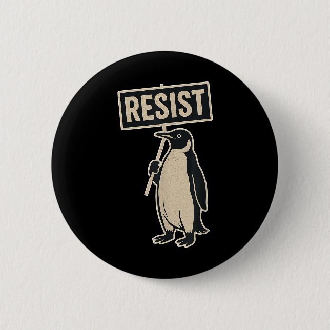 Resist Penguin Protest Against Tariffs Funny Graph 6 Cm Round Badge (Front)