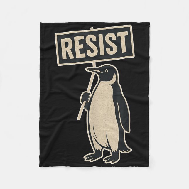 Resist Penguin Protest Against Tariffs Funny Graph Fleece Blanket (Front)