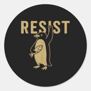 Resist Penguin Retro Resist Penguin Design Classic Round Sticker