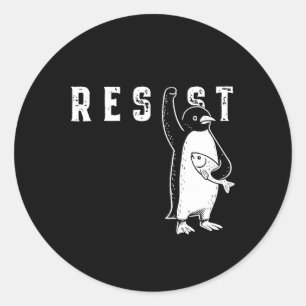 Resist Penguin Shirt Resist Penguin Activism Funny Classic Round Sticker