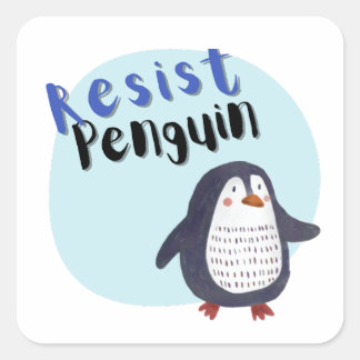 Resist penguin square sticker