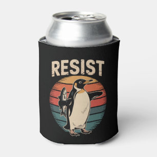 Resist Penguins Activism Protest Tariffs Retro Can Cooler