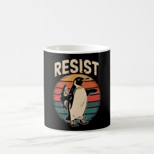 Resist Penguins Activism Protest Tariffs Retro Coffee Mug