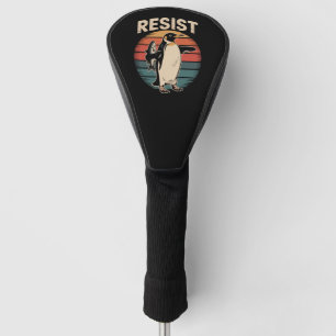 Resist Penguins Activism Protest Tariffs Retro Golf Head Cover