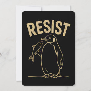 Resist Penguins Activism Protest Vintage Invitation