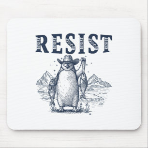 Resist Penguins Activism Vintage Graphic Mouse Pad