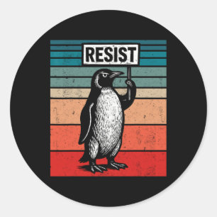 Resist Penguins Against Trump Tariffs Funny Classic Round Sticker