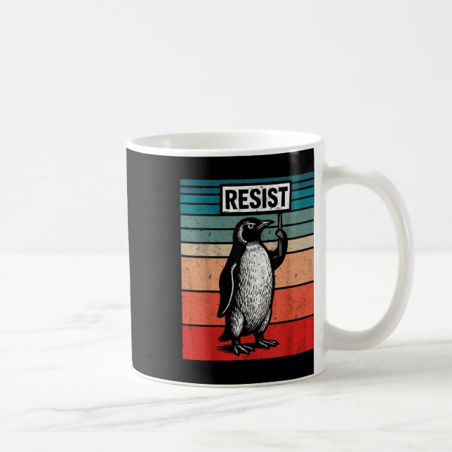 Resist Penguins Against Trump Tariffs Funny  Coffee Mug (Right)