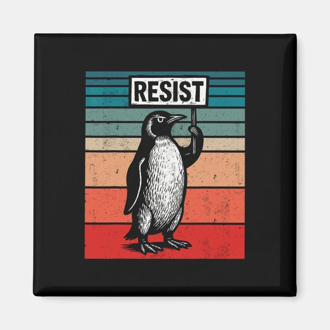 Resist Penguins Against Trump Tariffs Funny  Magnet (Front)
