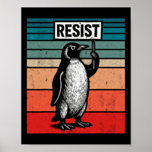 Resist Penguins Against Trump Tariffs Funny  Poster