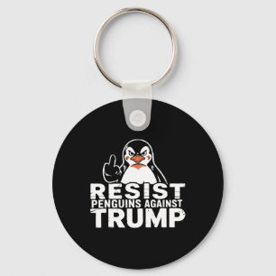 Resist Penguins Against Trump Tariffs Middle Finge Key Ring